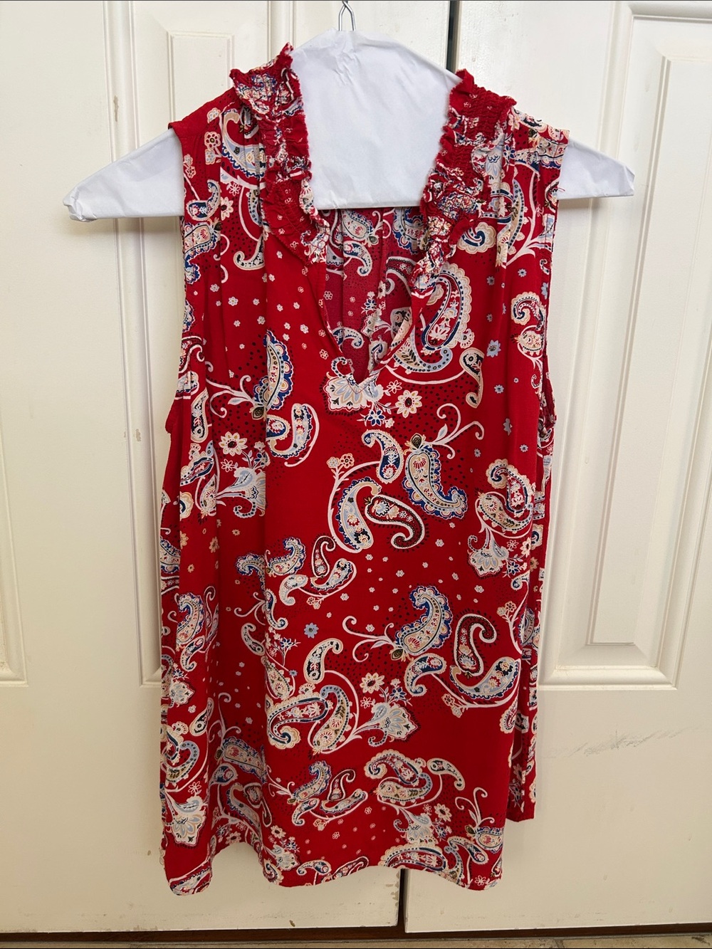 Talbots Women's Red Paisley Sleeveless Top